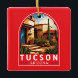 Tucson Arizona Keramikornament<br><div class="desc">Tucson Retro Vektor Reise Design. Tucson ist auch bekannt für sein reichhaltiges kulturelles Erbe,  das in spanischen,  mexikanischen und Western-Einflüssen verwurzelt ist.</div>