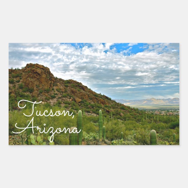 Tucson, Arizona Landschaft Rechteckiger Aufkleber (Vorderseite)