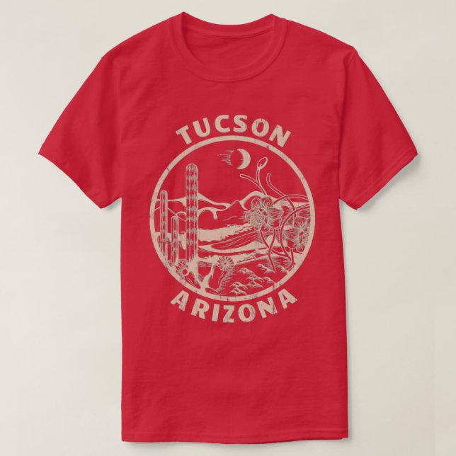 Tucson Arizona Linocut Not leidende Wüste T-Shirt (Design vorne)