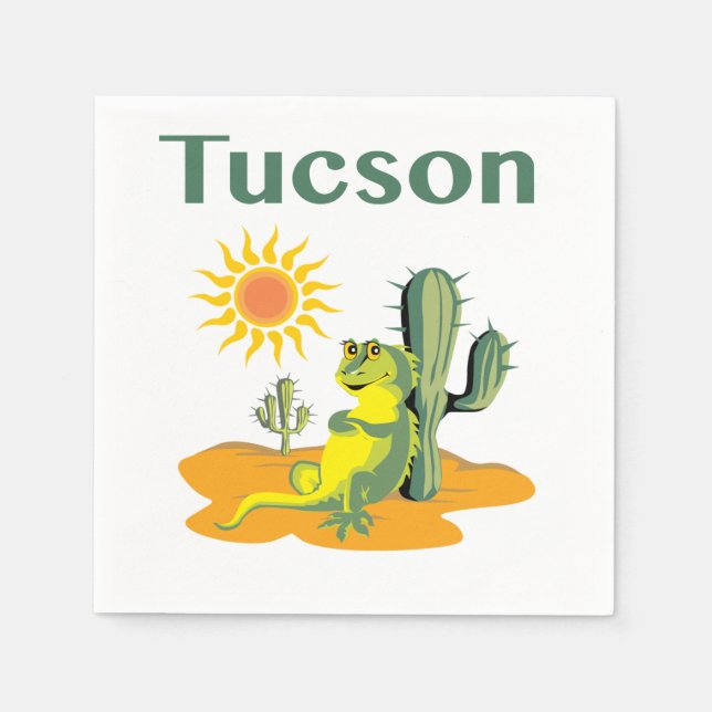 Tucson Arizona Lizard unter Saguaro Serviette (Vorderseite)