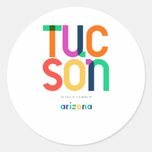 Tucson Arizona Mid Century, Pop Art, Runder Aufkleber