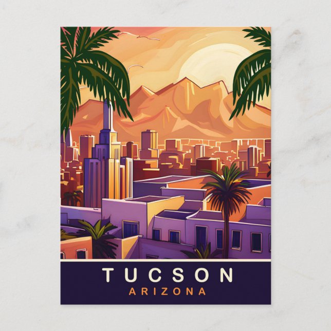 Tucson, Arizona, Skyline, Reisen Postkarte (Vorderseite)