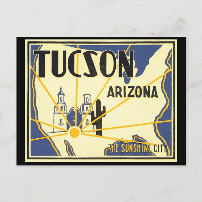 Tucson Arizona_Vintage Travel Poster Artwork Postkarte (Vorderseite)