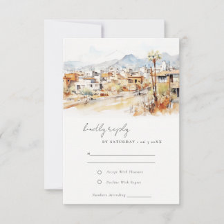 Tucson Arizona Watercolor Landscape Wedding RSVP Karte