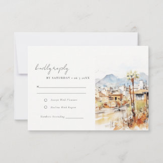 Tucson Arizona Watercolor Landscape Wedding RSVP Karte