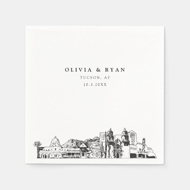 Tucson Arizona Wedding Paper Cocktail Napkin Serviette (Vorderseite)