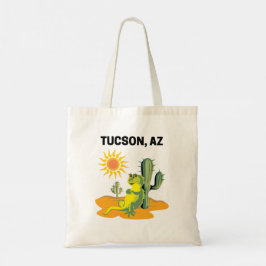 Tucson Arizona Wüsten-Echse und Kaktus Tragetasche