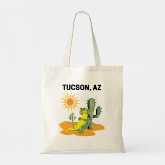 Tucson Arizona Wüsten-Echse und Kaktus Tragetasche