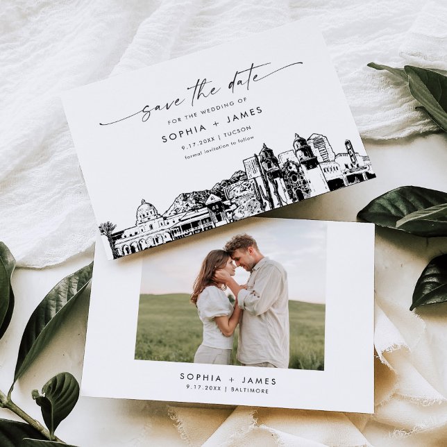 Tucson Skyline Wedding Save the Date Card Einladung (Von Creator hochgeladen)