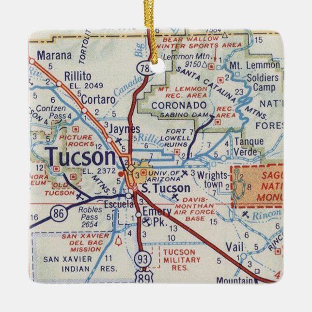 Tucson Vintag Road Map Ornament (Vorderseite)