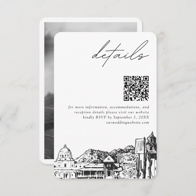 Tucson Wedding Modern Details QR Code Begleitkarte (Vorne/Hinten)