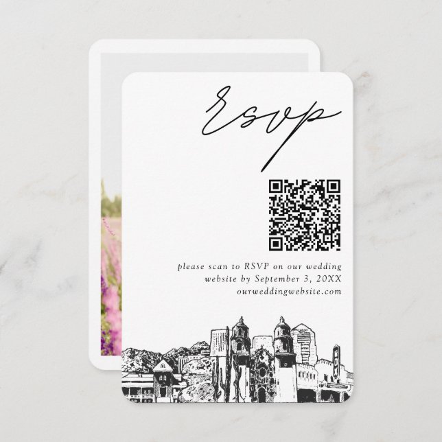 Tucson Wedding Modern UAWG QR Code Small Begleitkarte (Vorne/Hinten)