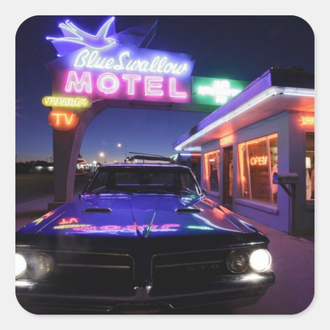 Tucumcari, New Mexico, Vereinigte Staaten. 66 Quadratischer Aufkleber (Vorderseite)