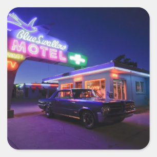 Tucumcari, New Mexiko, Vereinigte Staaten. Weg 66 Quadratischer Aufkleber