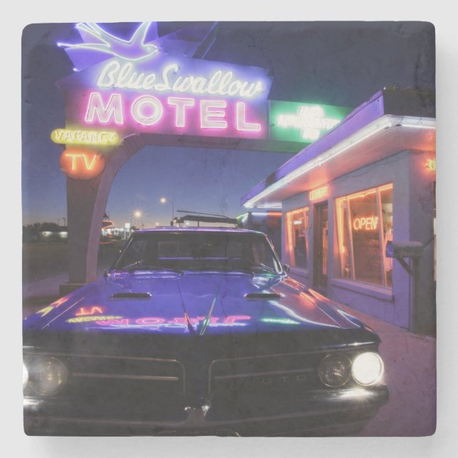 Tucumcari, New Mexiko, Vereinigte Staaten. Weg 66 Steinuntersetzer (Vorderseite)