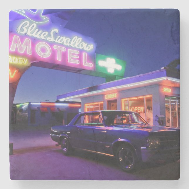 Tucumcari, New Mexiko, Vereinigte Staaten. Weg 66 Steinuntersetzer (Vorderseite)