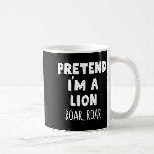 Tüdeliger Halloween-Kostüm: Löwe brüllt Kaffeetasse