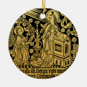 Tudor Brass Rubbing Annunciation Mary Angel Keramik Ornament