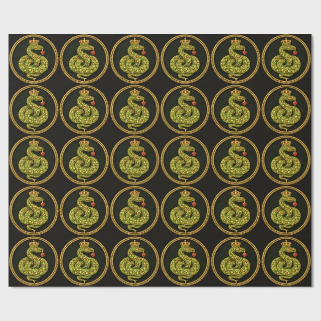 Tudor-Elizabethan-Schlangendesign mit Rubinen bese Geschenkpapier (Flach)