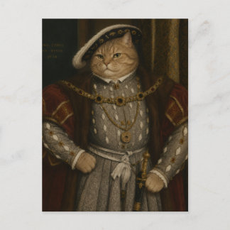 Tudor-Katzenkönig-Porträt – Henry VIII. Katzenrena Postkarte
