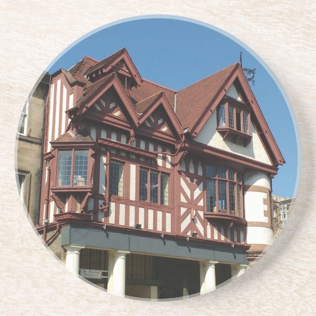 Tudor oak frame Gebäude, Edinburgh, Schottland Getränkeuntersetzer (Vorne)