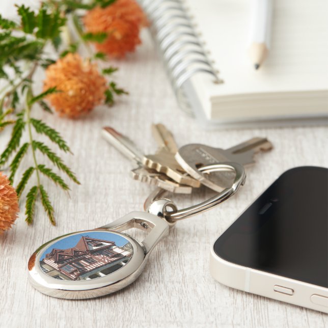 Tudor oak frame Gebäude, Edinburgh, Schottland Schlüsselanhänger (Seite)