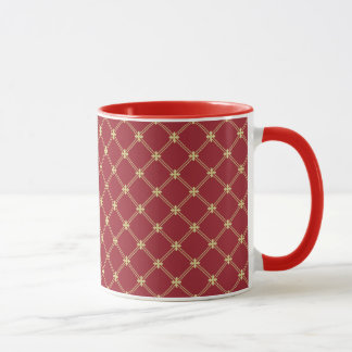 Tudor Red and Gold Criss Cross Muster Tasse