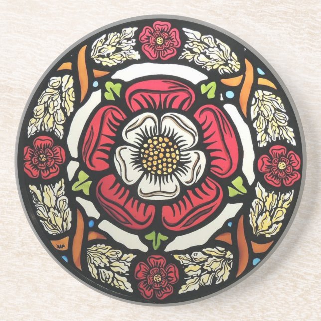 Tudor-Rose-Coster Sandstein Untersetzer (Vorne)
