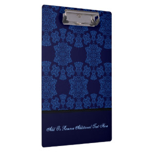 Tudor-Rose-Damask  (Blau) (Monogram) Klemmbrett