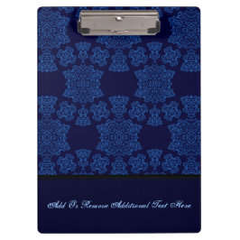 Tudor Rose Damask (blau) (Monogramm) Klemmbrett