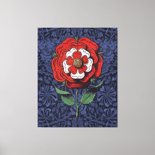 Tudor Rose Rot und Weiß Leinwanddruck (Vorderseite)