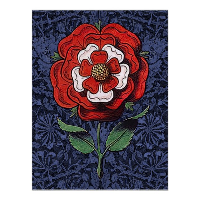Tudor Rose Rot und Weiß Poster (Vorderseite)