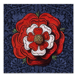 Tudor Rose Rot und Weiß Poster