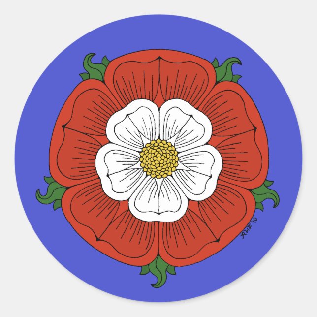 Tudor Rose Runder Aufkleber (Vorderseite)