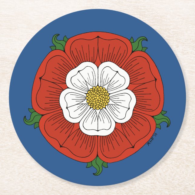 Tudor Rose Runder Pappuntersetzer (Vorderseite)