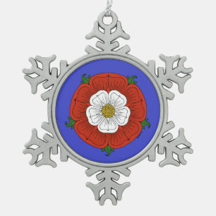 Tudor Rose Schneeflocken Zinn-Ornament