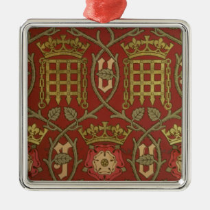 "Tudor Rose", Wiedergabetapete entwarf durch S Silbernes Ornament