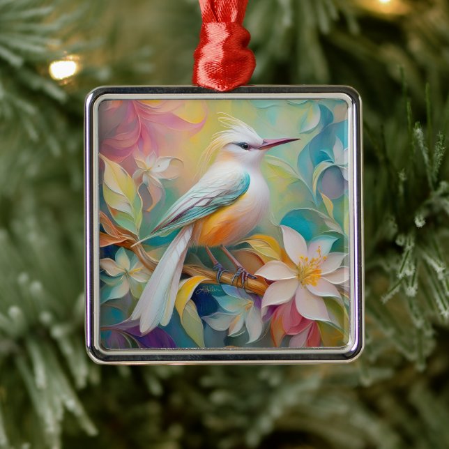 Tufed Golden Rumped Fantasy Bird Ornament Aus Metall (Baum)