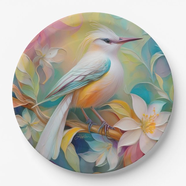 Tufed Golden Rumped Fantasy Bird Pappteller (Vorderseite)