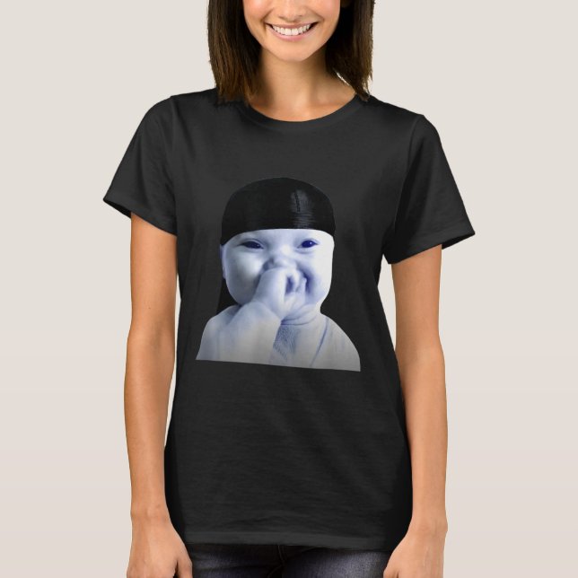 Tuff Ai Niche Baby Holding Laugh Meme In Durag  T-Shirt (Vorderseite)
