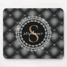 Tufted Black Diamonds Gold Monogram Elegant Luxury