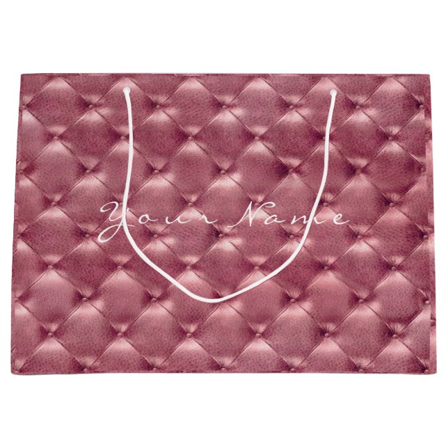 Tufted Leder Rose Gold Blush Metallic Geschenk Große Geschenktüte (Vorderseite)