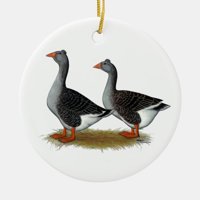 Tufted Toulouse Geese Keramik Ornament (Vorne)