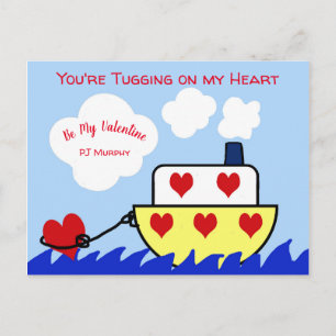 Tug Boat Valentinstag PostCard Postkarte