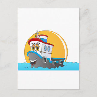 Tug-Boot-Cartoon Postkarte