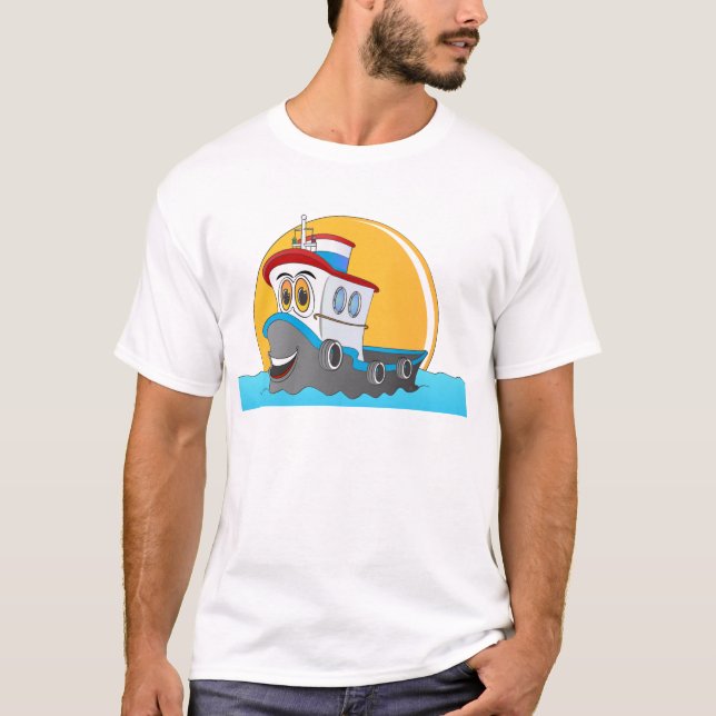 Tug-Boot-Cartoon T-Shirt (Vorderseite)