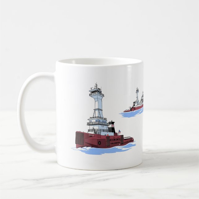 Tug Victory und Barge James L. Kuber (K&K) Kaffeetasse (Links)