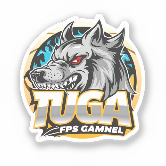 TUGA Wolf Gaming Logo Esports Style Aufkleber (Vorderseite)