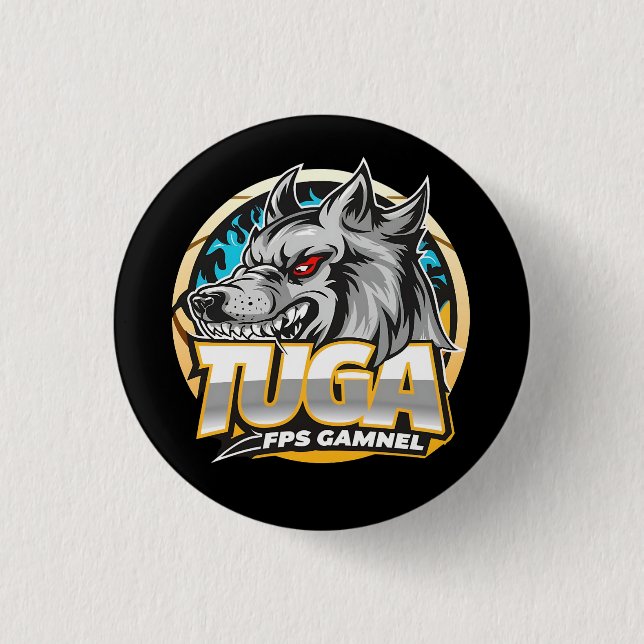 TUGA Wolf Gaming Logo Esports Style Button (Vorderseite)