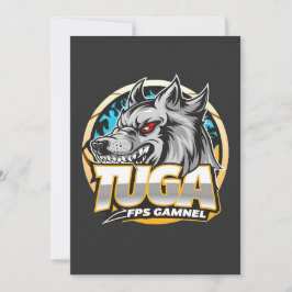 TUGA Wolf Gaming Logo Esports Style Feiertagskarte